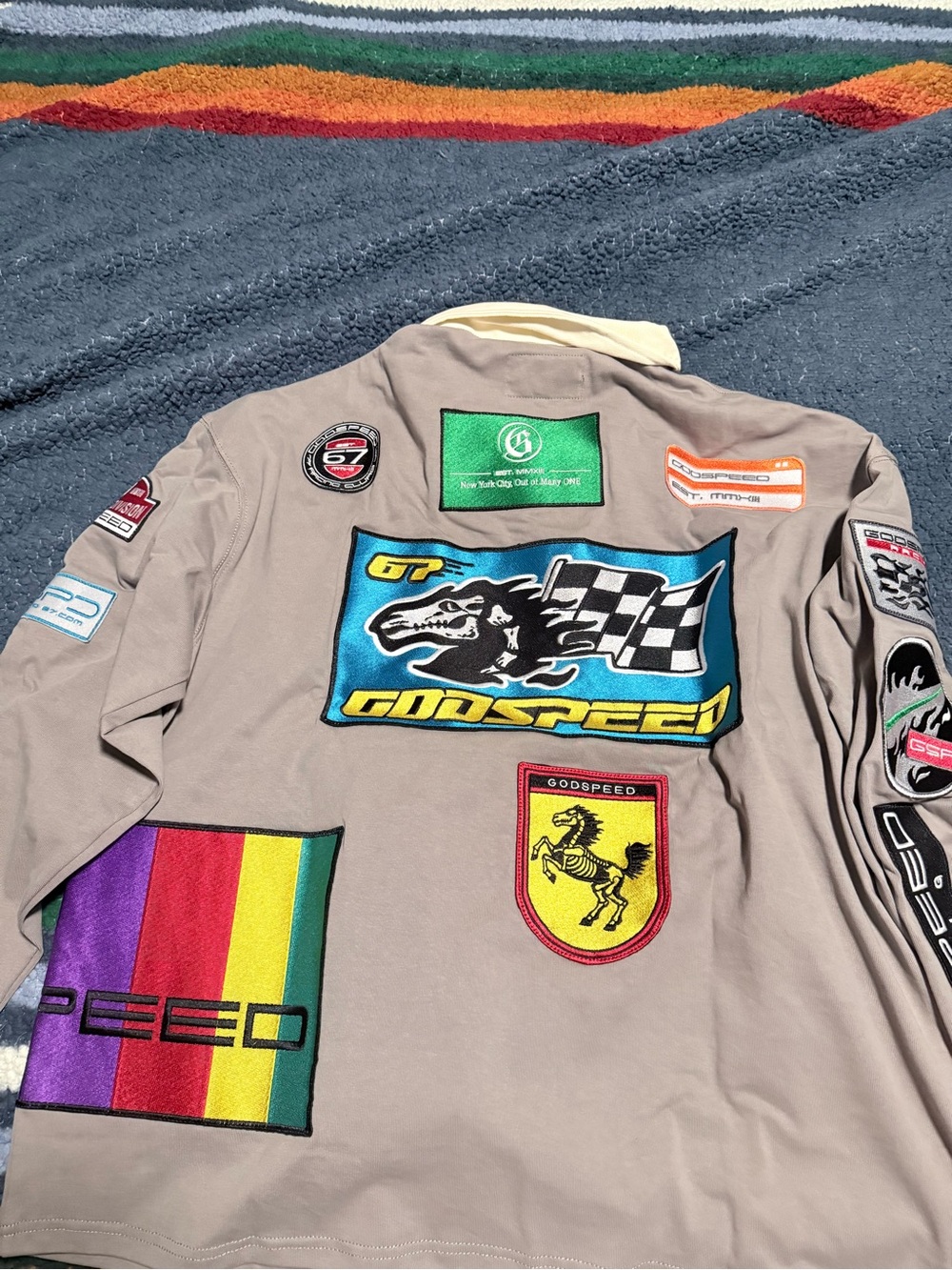 Godspeed Embroidered Patch 1/4 zip polo